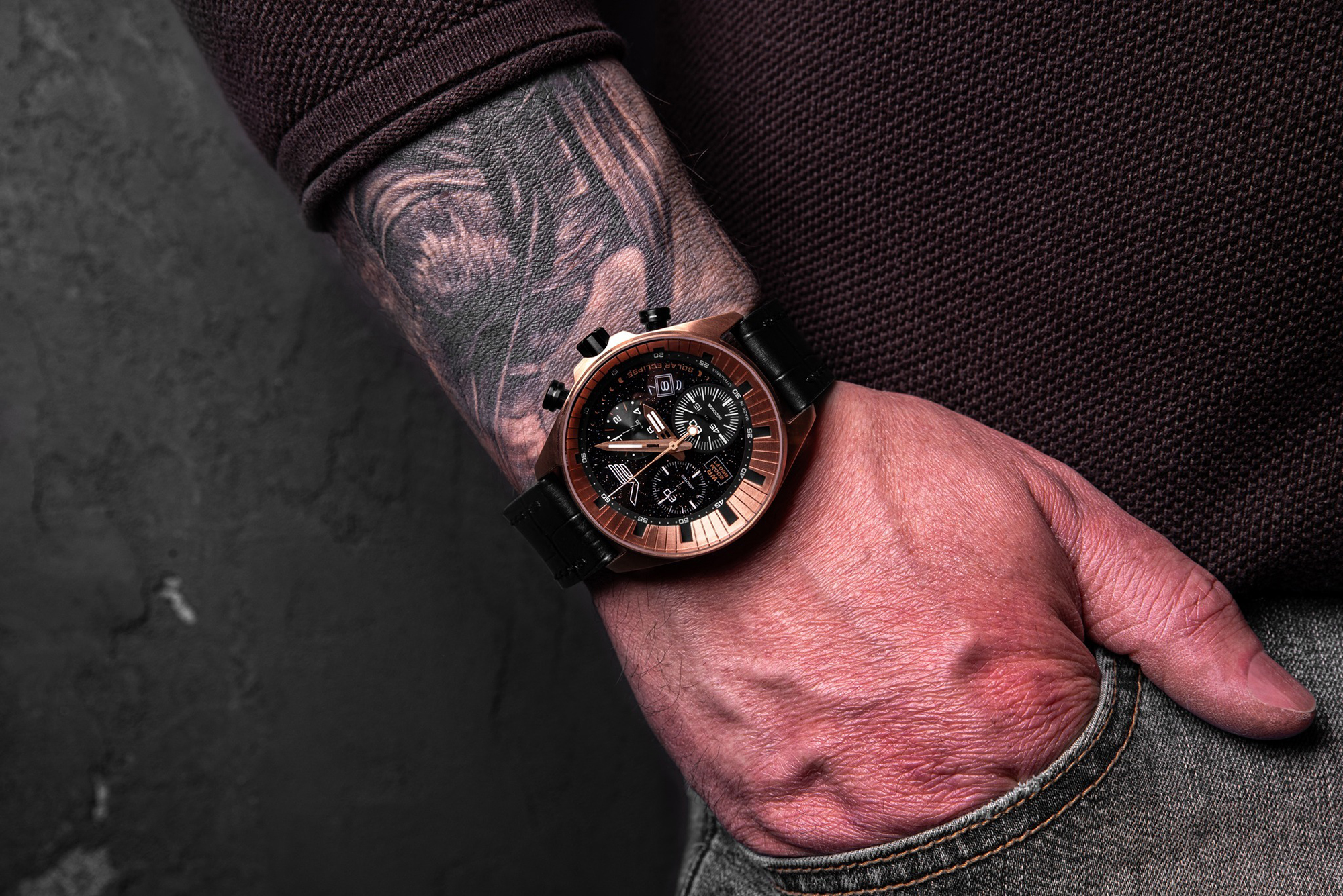 zegarek Vostok Europe 6S30-325E728 Solar Eclipse męski z chronograf Celestial Objects - miniatura 8