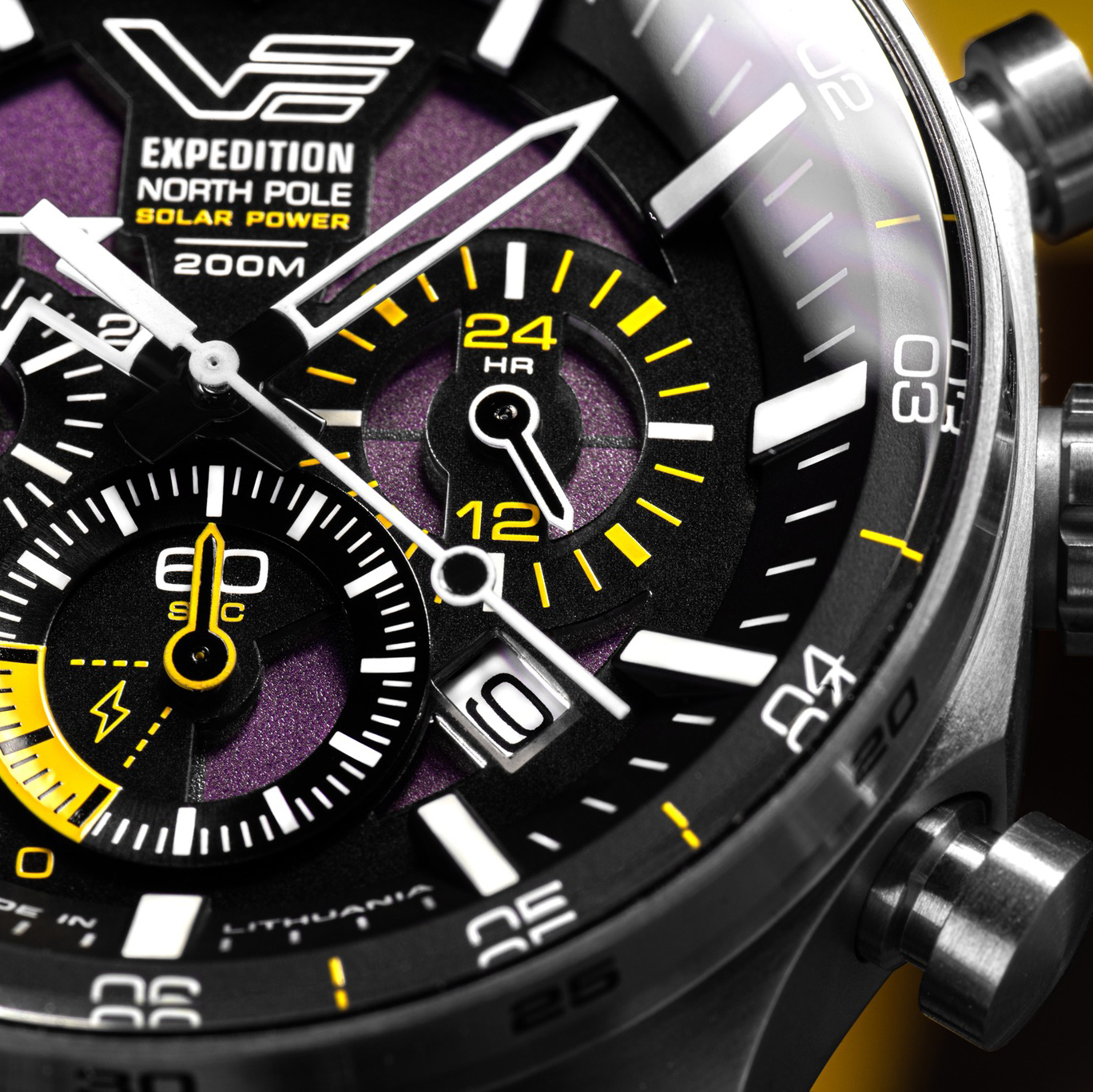 zegarek Vostok Europe VR42-595A732 solar męski Expedition Expedition North Pole 1 Polar Poppy Solar 47mm - miniatura 4
