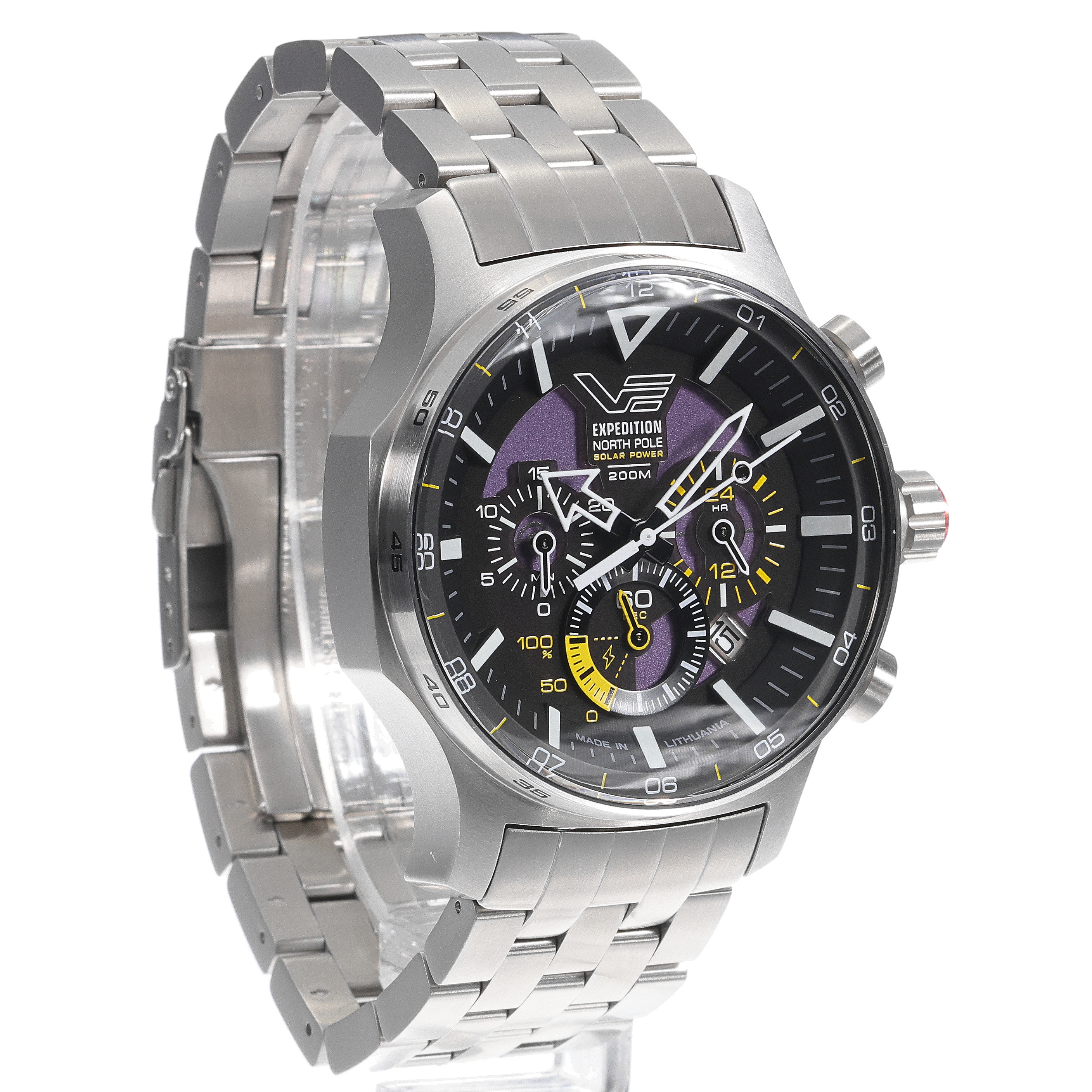 zegarek Vostok Europe VR42-595A732B solar męski Expedition Expedition North Pole 1 Polar Poppy Solar 47mm - miniatura 6
