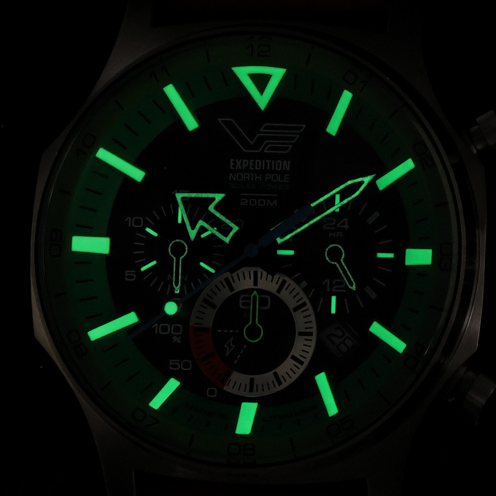 zegarek Vostok Europe VR42-595A733SR solar męski Expedition Expedition North Pole 1 Polar Spruce Solar 47mm - miniatura 5