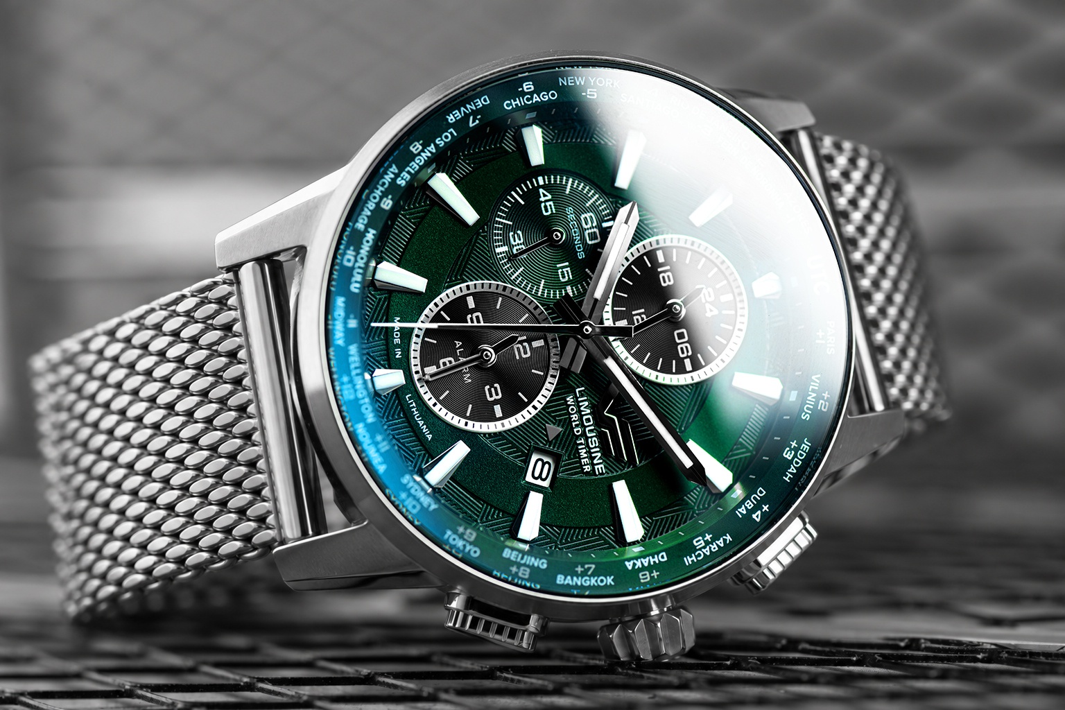 zegarek Vostok Europe YM26-561A790B kwarcowy męski Expedition Limousine 43mm Generation 2 World Time and Alarm - miniatura 6