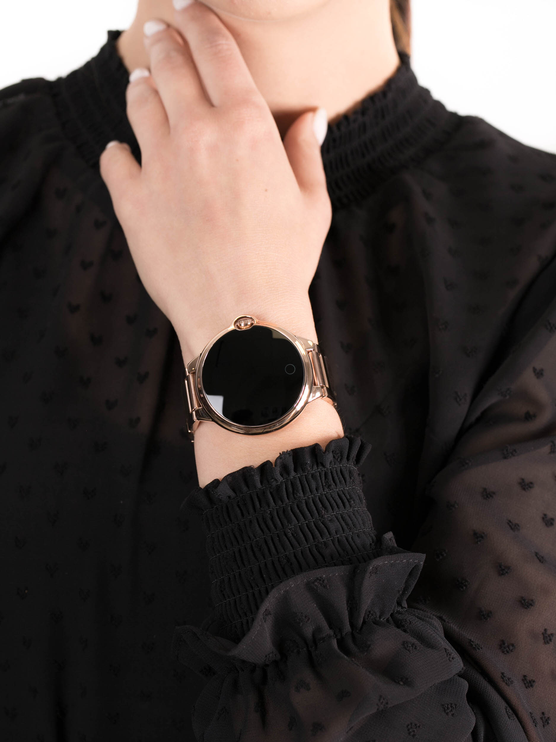 zegarek Garett 5903246286410 Smartwatch Garett Women Karen RT złoty stalowy damski z krokomierz Damskie