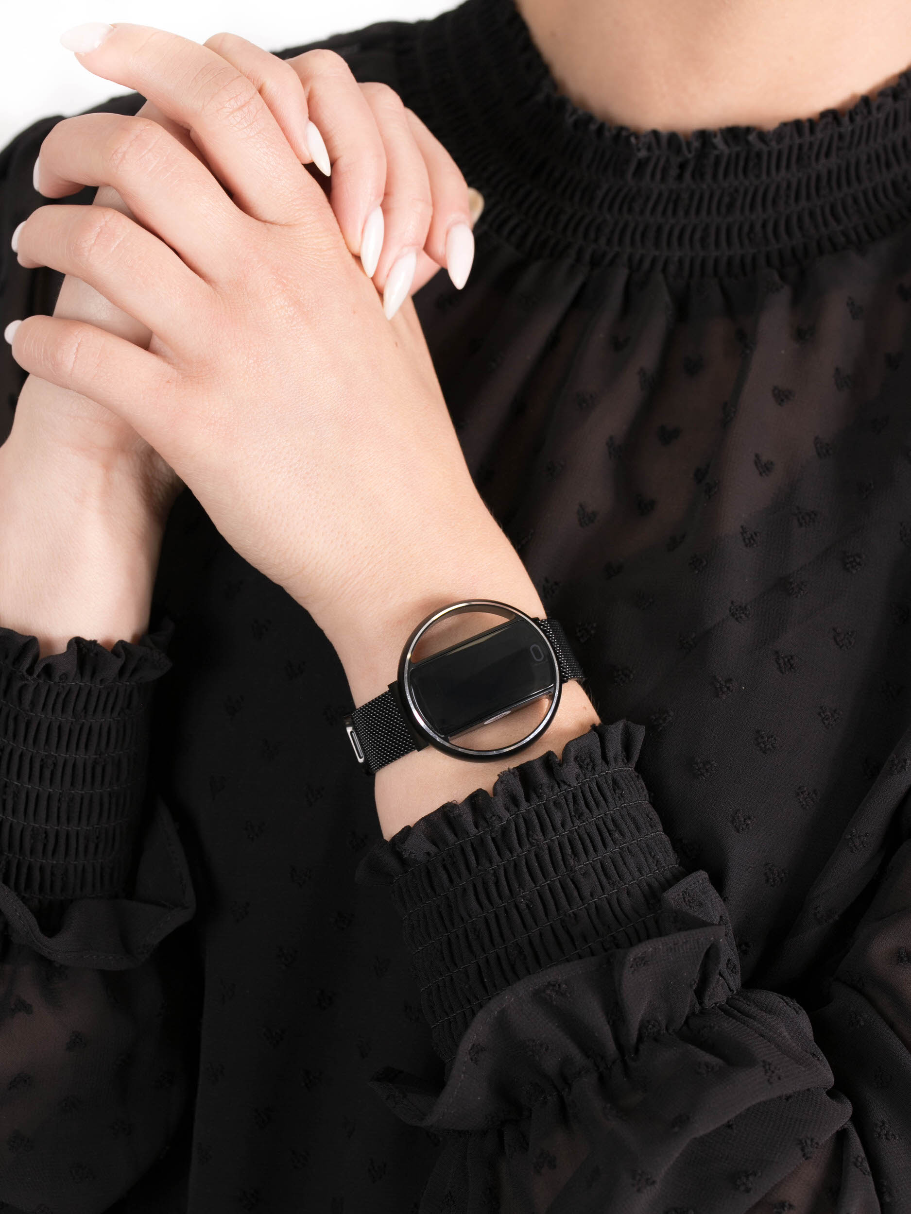 zegarek Garett 5903246287202 Smartwatch Garett Women Nicole RT czarny stalowy damski z krokomierz Damskie