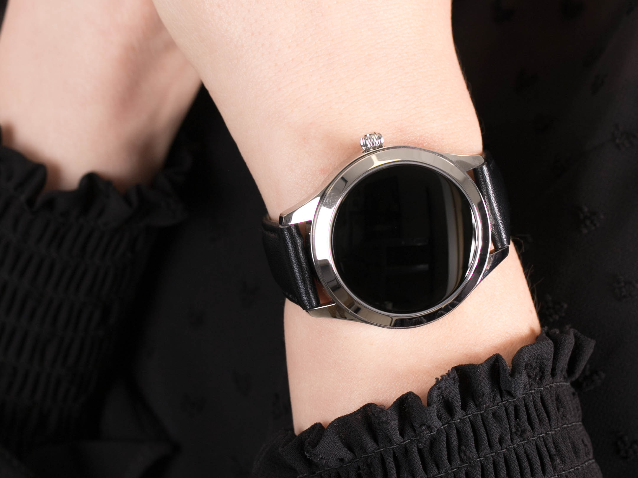 Garett 5903246287240 Smartwatch Garett Women Naomi RT czarny skórzany zegarek sportowy Damskie