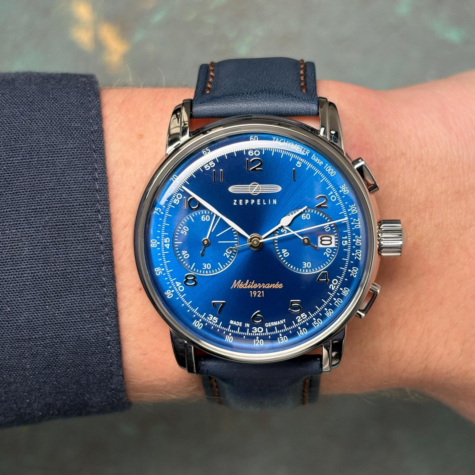 zegarek Zeppelin 96703 Mediterranee Quartz Chrono męski z tachometr Mediterranee