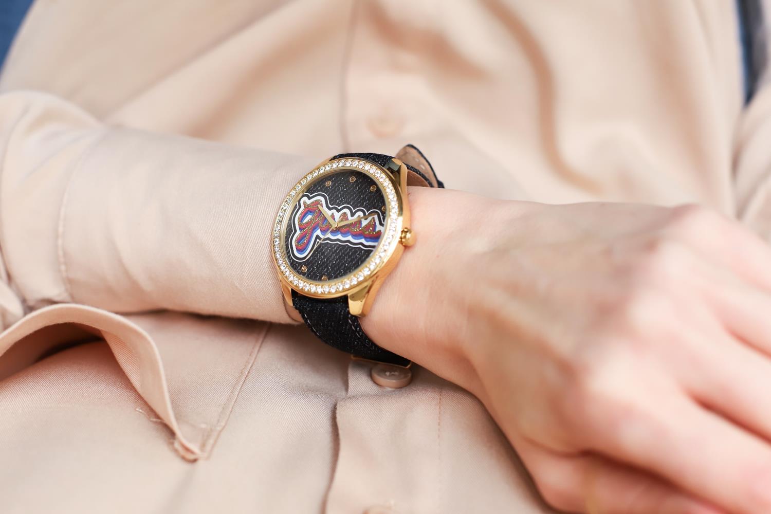 Guess W1276L2 zegarek złoty klasyczny Pasek pasek - miniatura 9
