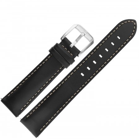Pasek do zegarka Aviator Pasek Airacobra GMT Skóra (V.1.37.0) 19 mm - Czarny z szarym przesz. mat. kl. 