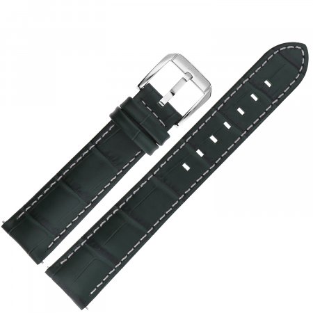 Pasek do zegarka Aviator Pasek Airacobra GMT Skóra (V.1.37.0) 19 mm - Zielony croco z białym p. błyszcz. kl. 