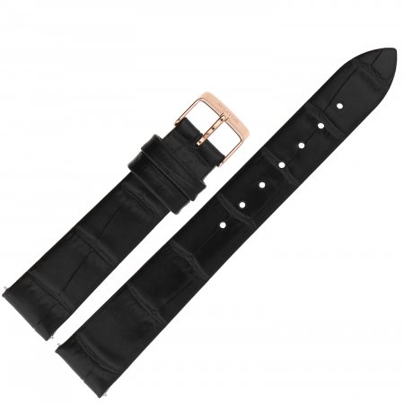 Pasek do zegarka Aviator Pasek Ladies Moonflight Skóra (V.1.33.2) 16 mm - Czarny błyszcząca kl. 