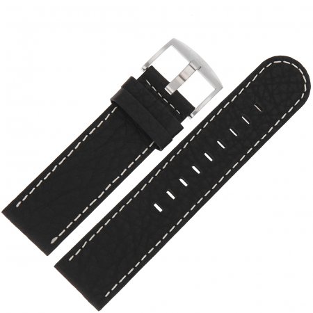 Pasek do zegarka Aviator Pasek Propeller Skóra (R.3.08) 24 mm - Czarny z białym p. czarna kl. 