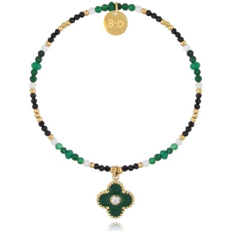 Biżuteria By Dziubeka BTW2917 Bransoletka z zieloną koniczynką Evergreen Clover