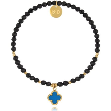 Biżuteria By Dziubeka BTW3048 Bransoletka z turmalinami i niebieską koniczynką