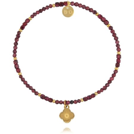 Biżuteria By Dziubeka BTW3541 Bransoletka z granatu z koniczynką