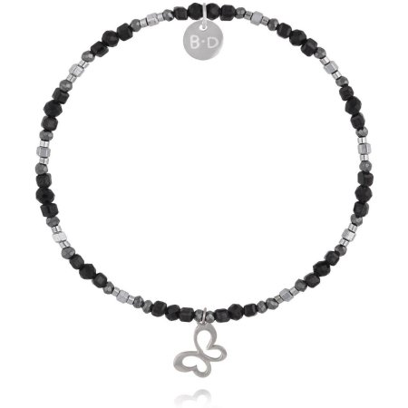 By Dziubeka Bransoletka z hematytami i motylkiem BTW3668