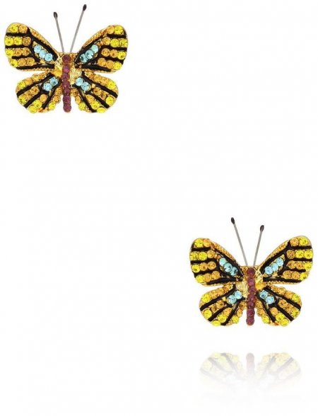 By Dziubeka Kolczyki z kolorowymi motylkami Papillon KPI0011