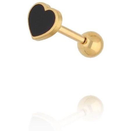 By Dziubeka Kolczyk piercing czarne serce KSA2419