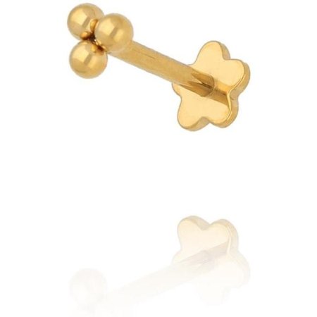 By Dziubeka Kolczyk labret złocony z trzema kuleczkami KSA2428