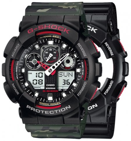 G-SHOCK SET GA-100-1A4ER + BEZEL 10378531 + PASEK 10561429