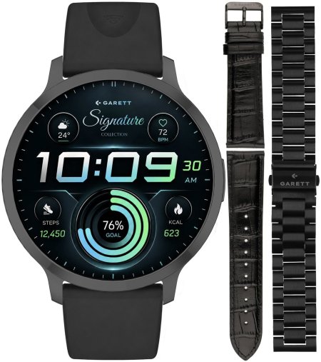 Garett Smartwatch Garett Signature Edge Czarny na Pasku Garett Pay zestaw z Bransoletą i Paskiem 5904238485156-PAY-BLACK