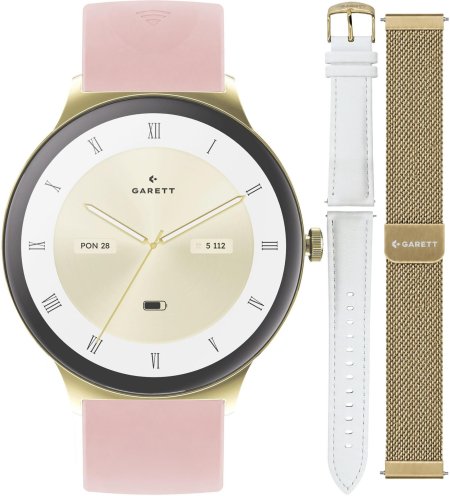 Garett Smartwatch Garett Verona 2 Glow na Pasku Garett Pay zestaw z Bransoletą Mesh i Paskiem 5904238487037-PAY-PINK