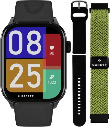 Garett Smartwatch Garett GRC Activity 3 Czarny na Pasku Garett Pay zestaw z Paskami  5904238487242-PAY-BLACK