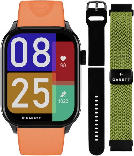 Garett Smartwatch Garett GRC Activity 3 Czarny na Pasku Garett Pay zestaw z Paskami  5904238487242-PAY-ORANGE