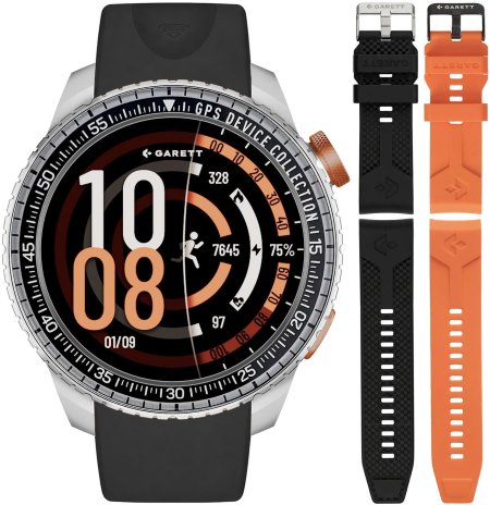 Garett Smartwatch Garett Compass GPS Srebrny na Pasku Garett Pay zestaw z Paskami 5904238487365-PAY-BLACK