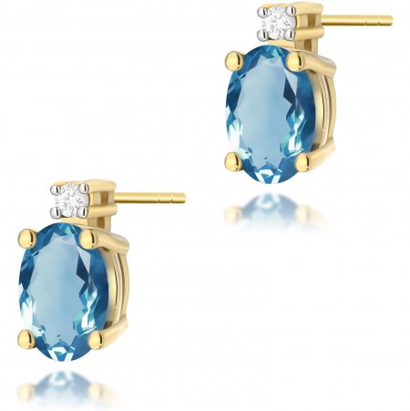 Harf Kolczyki z żółtego złota z topazami London Blue, próba 585 B0002-KO-AUZ-TOL-02-OW