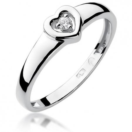 Harf Pierścionek z białego złota z diamentem, próba 375 B0002-PI-00-DIW-02-OK