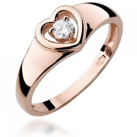 Harf Pierścionek z różowego złota próby 585 z diamentem 0,10 ct B0002-PI-AUR-DIW-04-OK