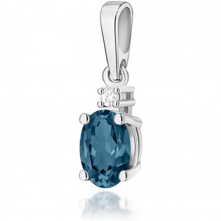 Harf Zawieszka z białego złota próby 585 z topazem London Blue B0002-ZA-AUB-TOL-02-OK