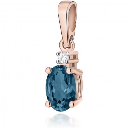 Harf Zawieszka z różowego złota z topazem London Blue, próba 585 B0002-ZA-AUR-TOL-02-OW