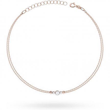 Harf Bransoletka łańcuszkowa z różowego złota próby 585 z diamentem 0,10 ct B0006-BR-AUR-DIW-02-OK
