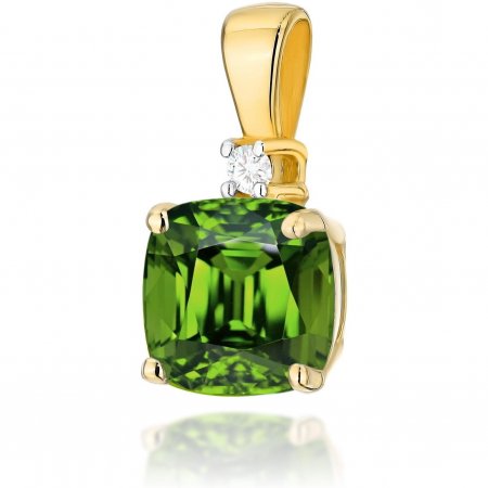 Harf Zawieszka z żółtego złota próby 585 z oliwinem 1,00 ct B0006-ZA-AUZ-PEG-02-CU