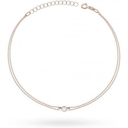 Harf Bransoletka łańcuszkowa z różowego złota próby 585 z diamentem 0,10 ct B0008-BR-AUR-DIW-02-OK