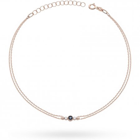 Harf Bransoletka łańcuszkowa z różowego złota próby 585 z szafirem B0010-BR-AUR-SAB-02-OK