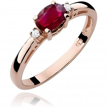 Harf Pierścionek z różowego złota z rubinem, próba 585 B0012-PI-AUR-RUR-02-OW
