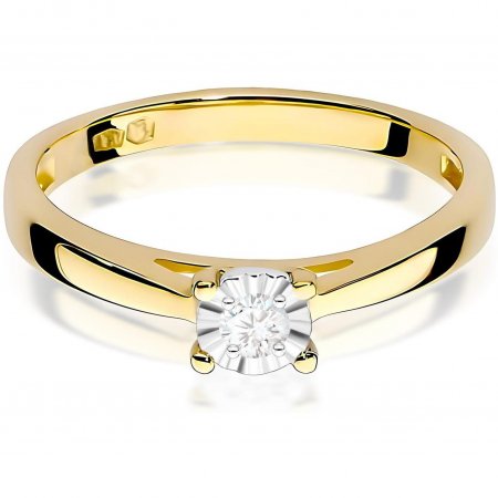 Harf Pierścionek z żółtego złota próby 375 z diamentem laboratoryjnym 0,08 ct B0014-PI-00-LDW-02-OK