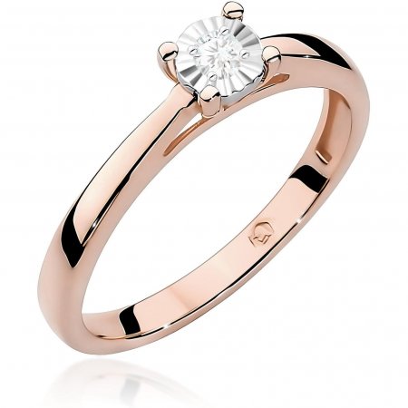Harf Pierścionek z różowego złota próby 585 z diamentem 0,08 ct B0014-PI-AUR-DIW-02-OK