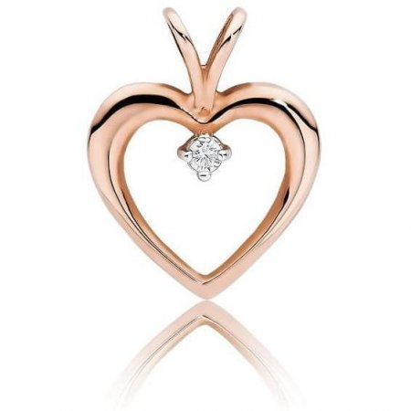 Harf Zawieszka z różowego złota próby 585 z diamentem B0018-ZA-AUR-DIW-02-OK