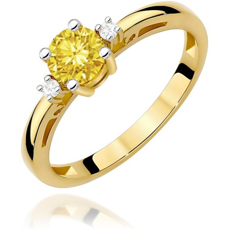Harf Złoty pierścionek z żółtym diamentem laboratoryjnym, próba 585 B0020-PI-AUZ-LDY-02-OK