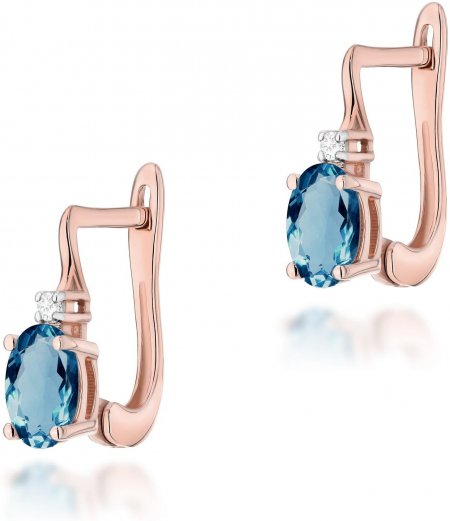 Harf Kolczyki z różowego złota próby 585 z topazami London Blue B0022-KO-AUR-TOL-02-OW