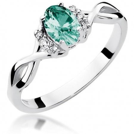 Harf Pierścionek z białego złota ze szmaragdem, próba 375 B0038-PI-00-EMG-02-OW