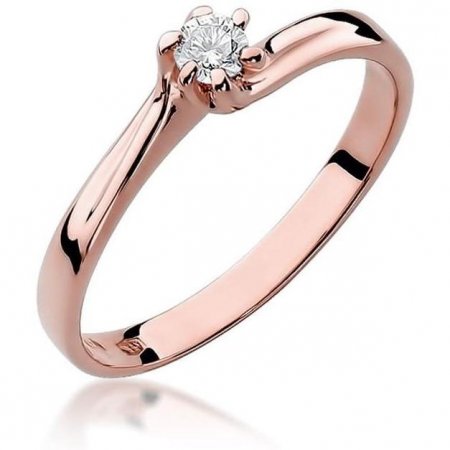 Harf Pierścionek z różowego złota z diamentem 0,10 ct, próba 585 B0042-PI-AUR-DIW-02-OK