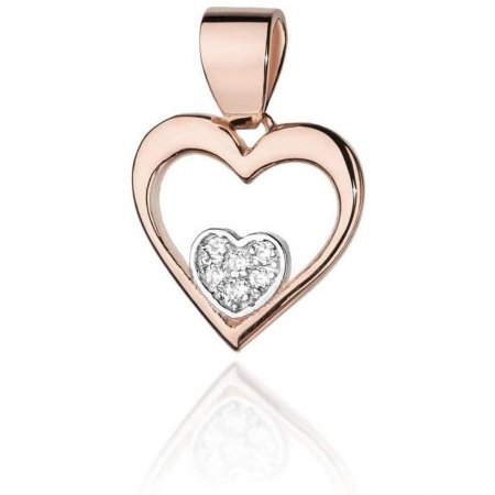 Harf Zawieszka z różowego złota próby 585 z diamentami B0044-ZA-AUR-DIW-02-00