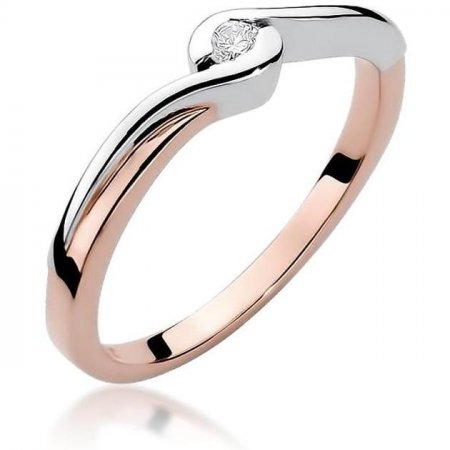 Harf Pierścionek z różowego złota próby 585 z diamentem 0,05 ct B0054-PI-AUR-DIW-02-OK