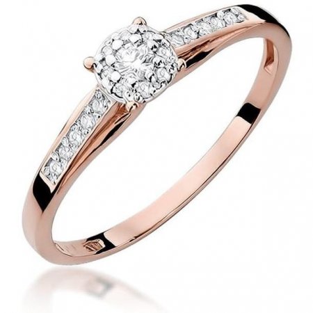 Harf Pierścionek z różowego złota z diamentem, próba 585 B0068-PI-AUR-DIW-02-OK