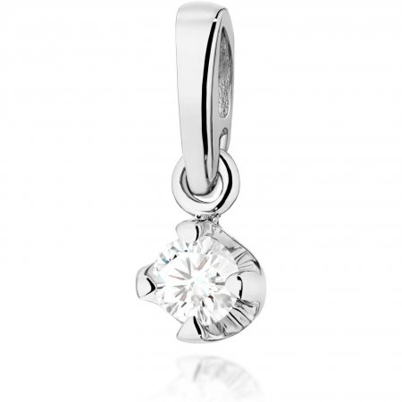 Harf Zawieszka z białego złota próby 585 z diamentem 0,10 ct B0068-ZA-AUB-DIW-04-OK