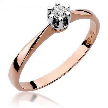 Harf Pierścionek z różowego złota z diamentem 0,10 ct, próba 585 B0072-PI-AUR-DIW-02-OK