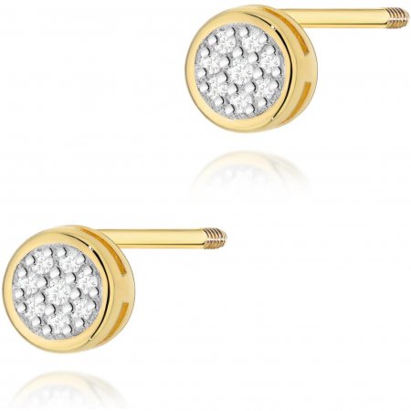 Harf Złote okrągłe kolczyki z diamentami na sztyft zakręcany typu labret B0082-KO-AUZ-DIW-04-00